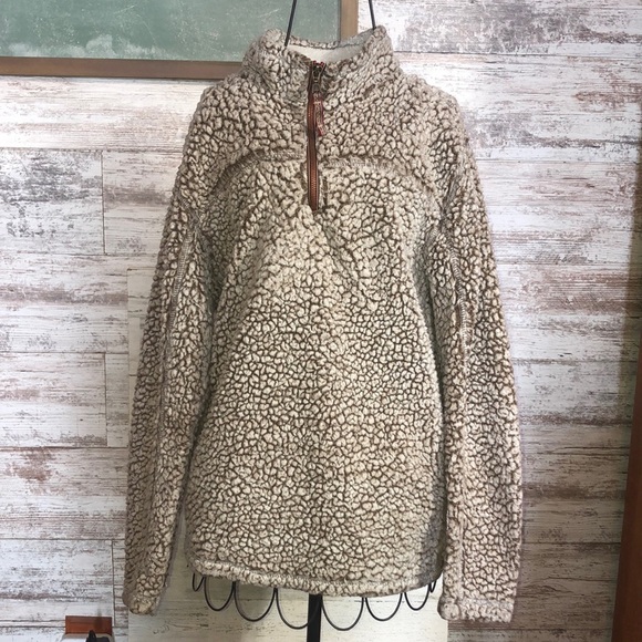 Grizzly sherpa quarter zip sweatshirt pull over top size small brown/tan warm​​ - Picture 1 of 5
